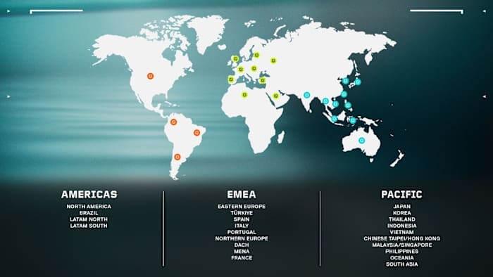 Regions for VCT Challengers 2024